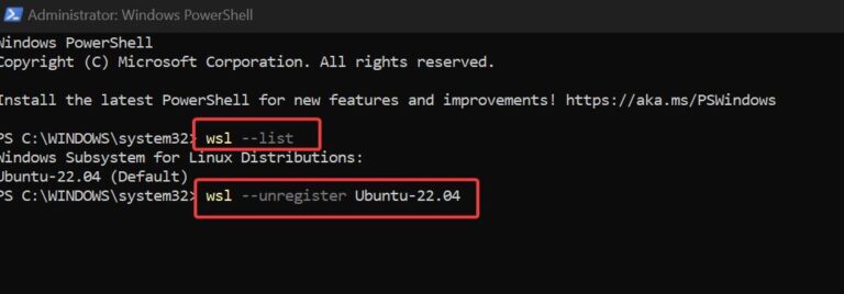 uninstall wsl windows 11 powershell