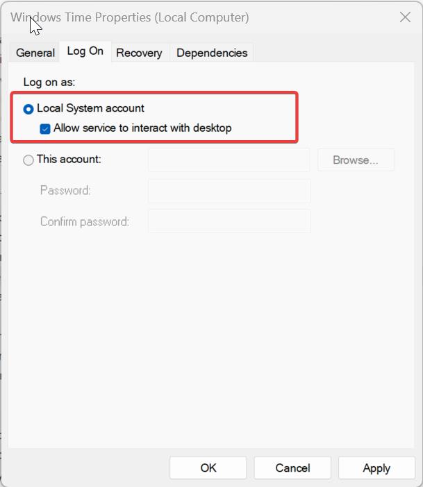 Local system account - Time Synchronization failed