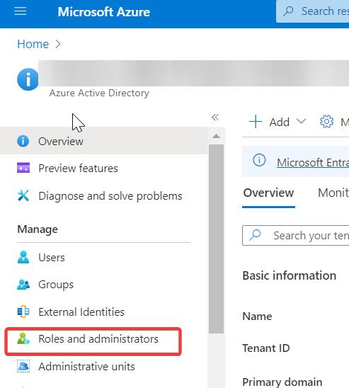 find Global Administrator in Azure AD-Roles and administrators