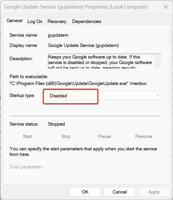 Downgrade Google Chrome-Disable Chrome update service