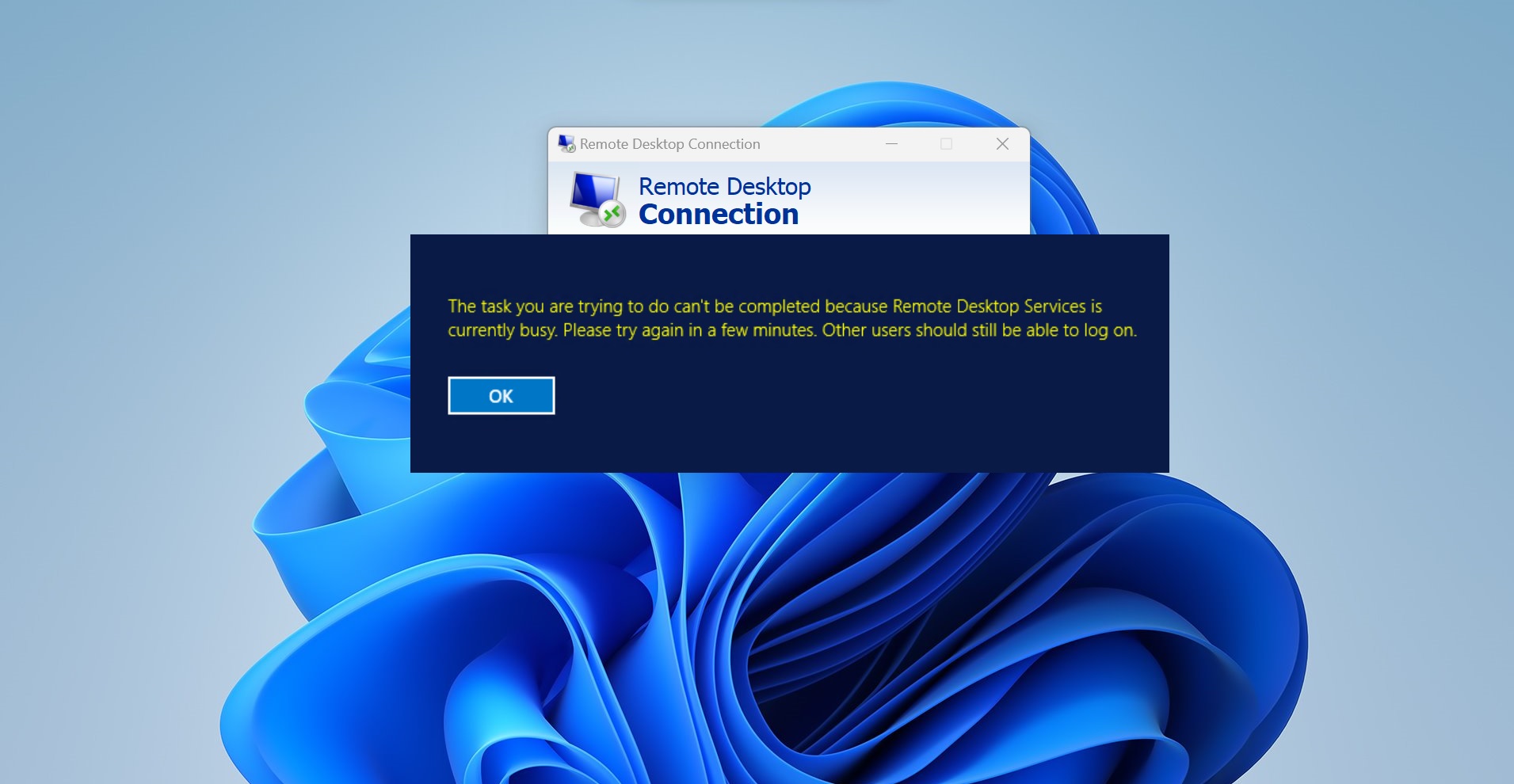 Remote Desktop services is currently busy