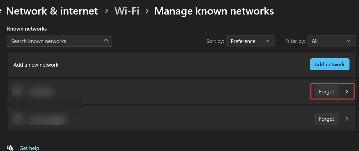 Wi-Fi Connected but no internet-Forgot wifi network