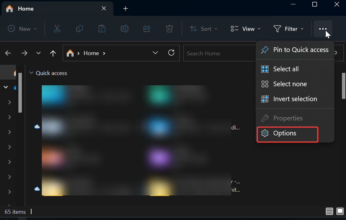 Change File Explorer View to OneDrive- Folder Options