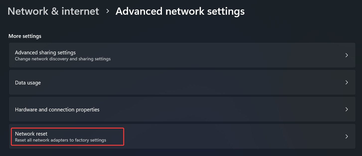 fix Wi-Fi Connected but no internet- network reset