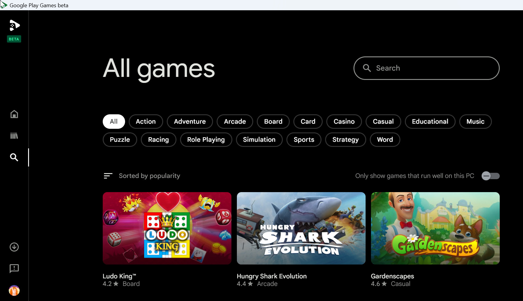 All games-Install Google Play Games Beta