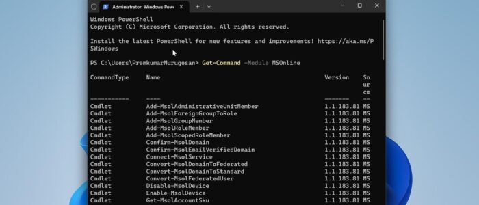 Install msonline PowerShell module