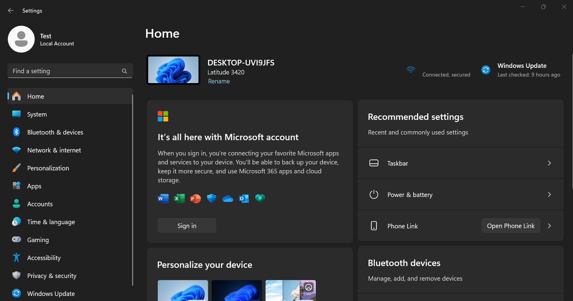 Windows Home page setting