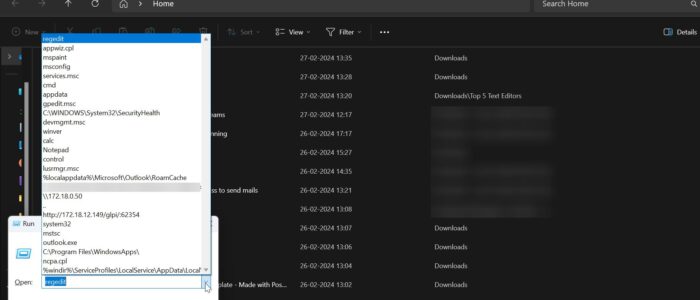 clear file explorer history using command