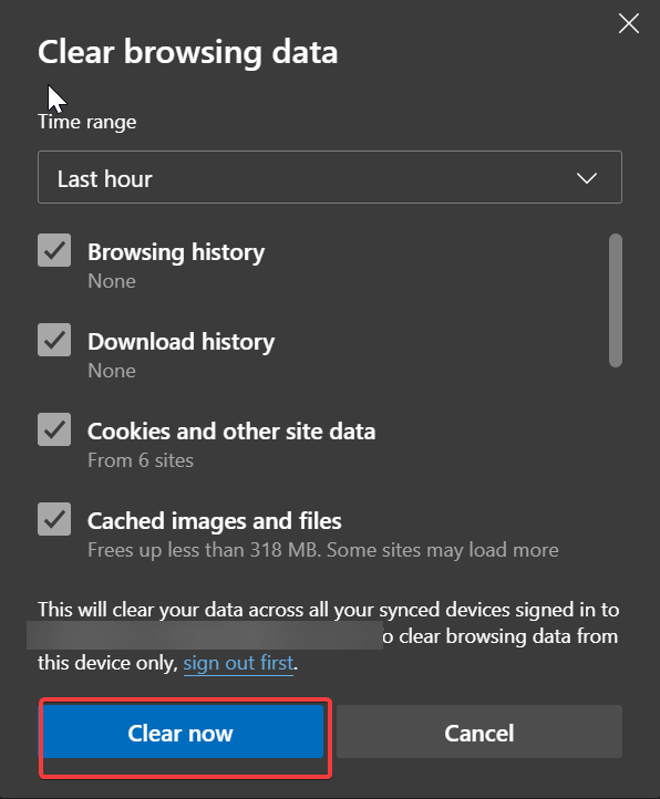 Clear Browsing data-Microsoft Edge Not Working