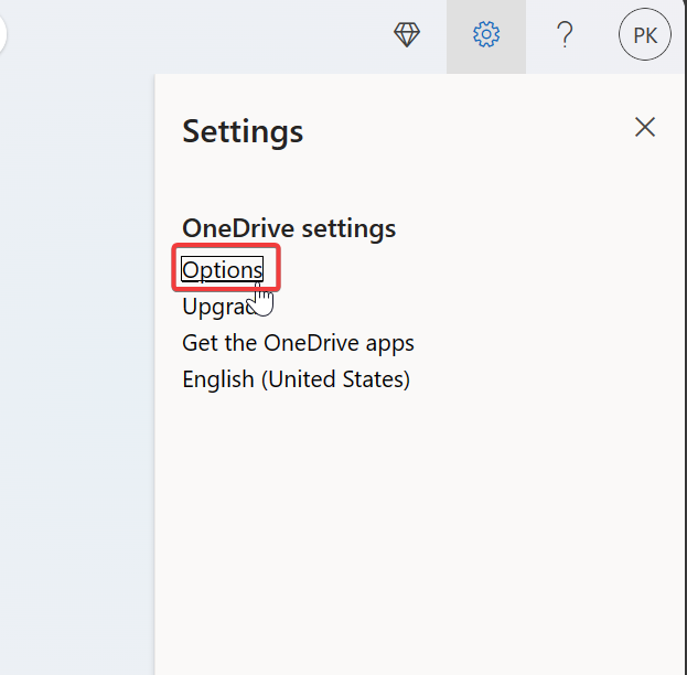 OneDrive Options