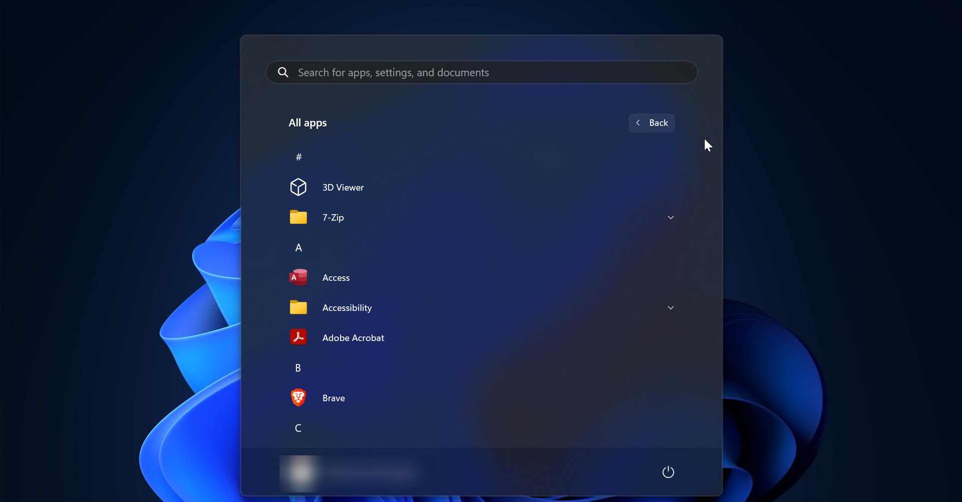 show all apps by default in start menu