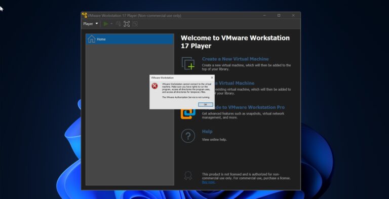 Fix VMWare Authorization Service is Not Running Error