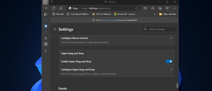 Enable super drag and drop mode in edge