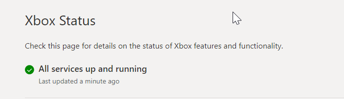 Xbox status page