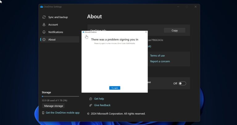 Fix There was a problem signing you in onedrive 0x8004da9a