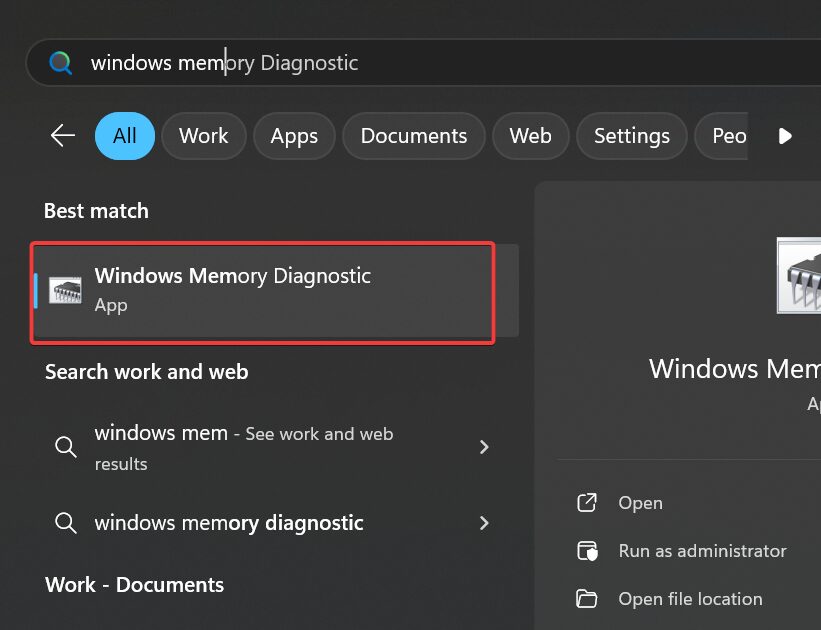 Windows Memory Diagnostics