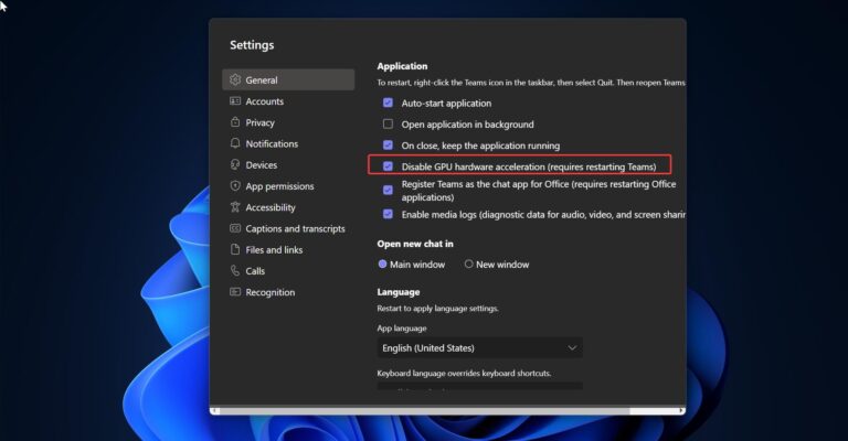 How to Disable GPU Acceleration in new Teams?