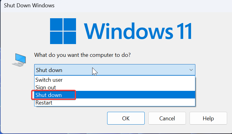 Shutdown Your Computer Without Installing Updates-shutdown options