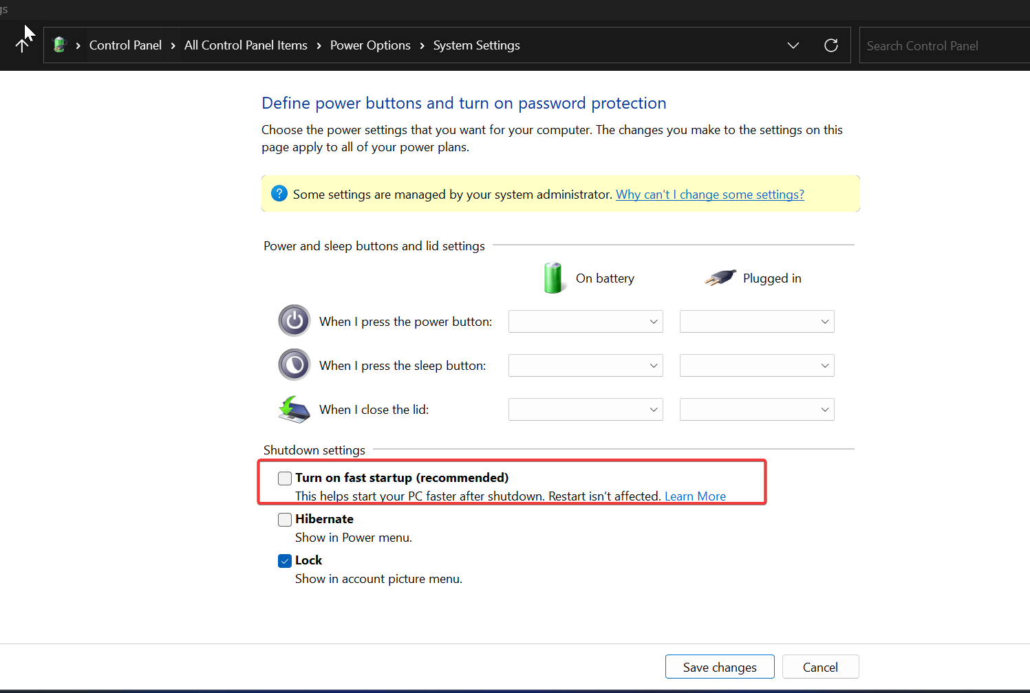 disable fast startup-Mapped drive disconnects automatically