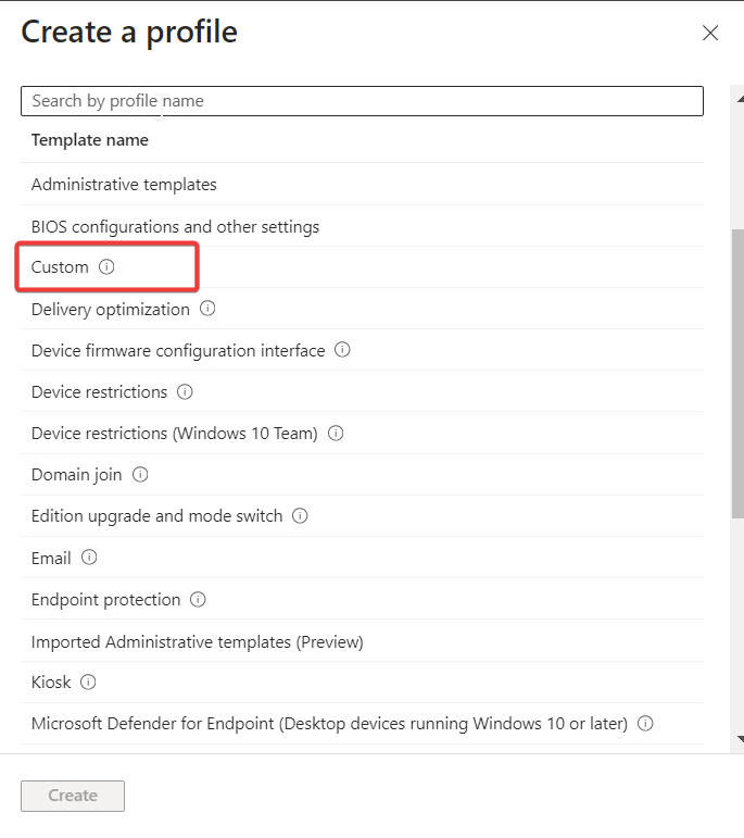 Disable Virus and threat Protection using Intune-Custom profile