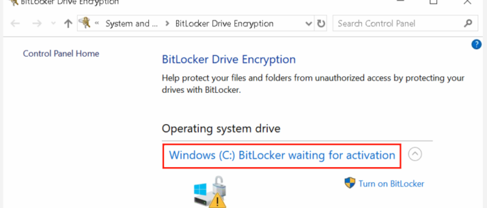 Bitlocker waiting for activation technoresult