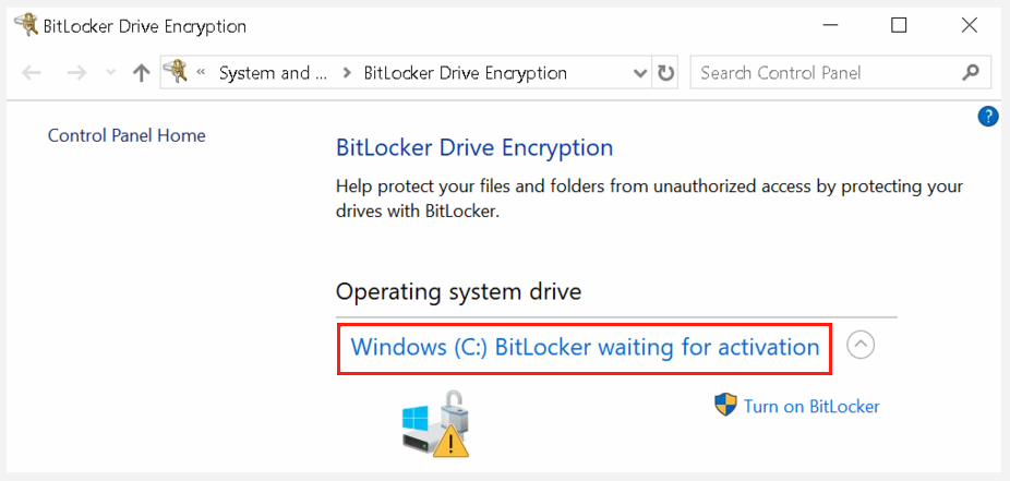 Bitlocker waiting for activation technoresult