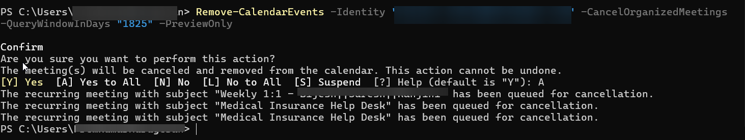 Remove Recurring Meetings Scheduled by former employee-using powershell cmdlet