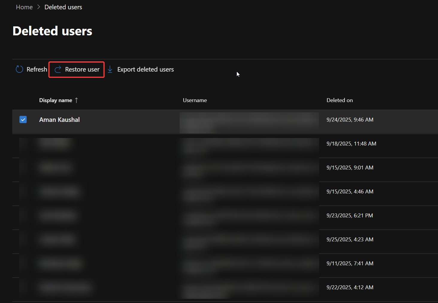 Remove Recurring Meetings Scheduled by former employee-Restore users option