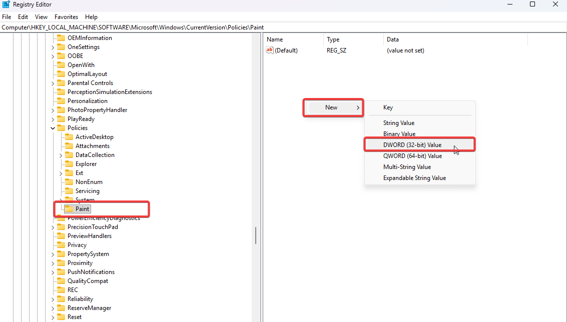 DisableImage Creator using registry-Create new DWORD DisableImage Creator using registry-Create new DWORD